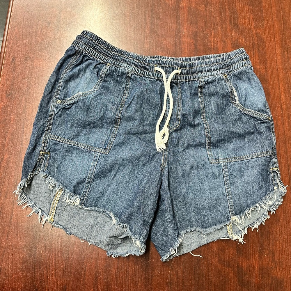 Maurices Blue Jean Shorts with Frayed Hem
